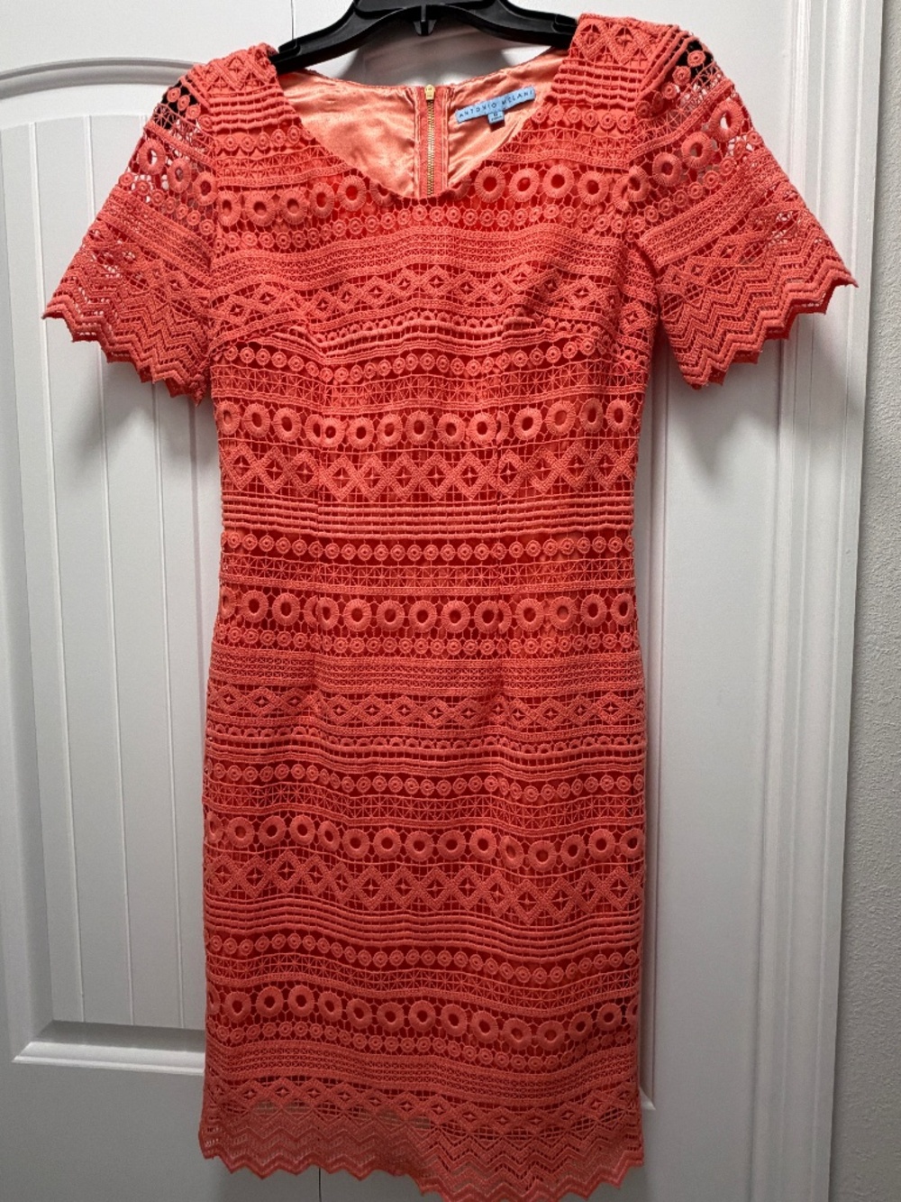 Like New Antonio Melani Lace Accent Midi Dress, Size 0, Orange